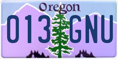 OR license plate 013GNU