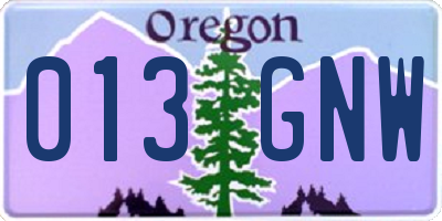OR license plate 013GNW