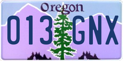 OR license plate 013GNX