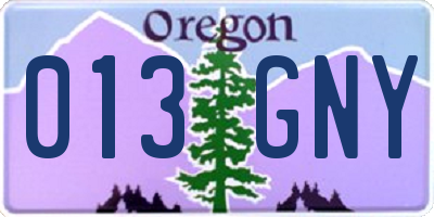 OR license plate 013GNY