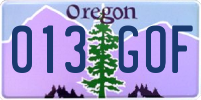 OR license plate 013GOF