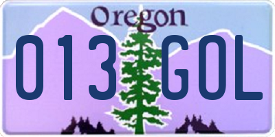 OR license plate 013GOL