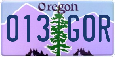 OR license plate 013GOR