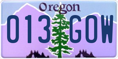 OR license plate 013GOW