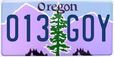 OR license plate 013GOY