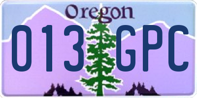 OR license plate 013GPC