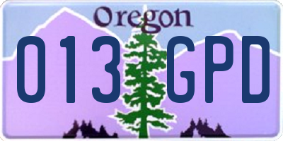 OR license plate 013GPD