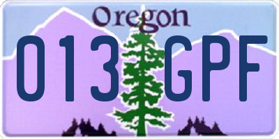 OR license plate 013GPF