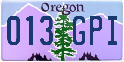 OR license plate 013GPI