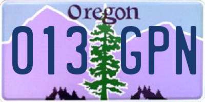 OR license plate 013GPN