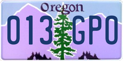 OR license plate 013GPO