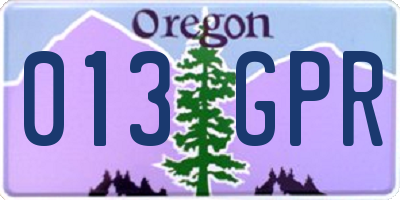 OR license plate 013GPR