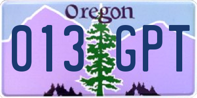 OR license plate 013GPT