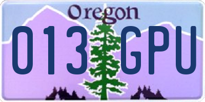OR license plate 013GPU