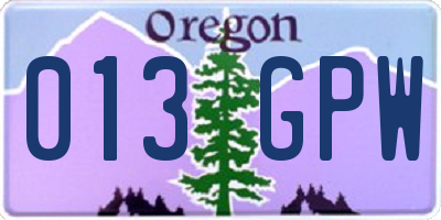 OR license plate 013GPW