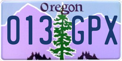 OR license plate 013GPX