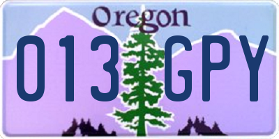 OR license plate 013GPY