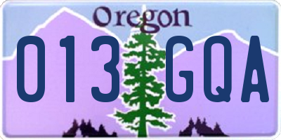 OR license plate 013GQA