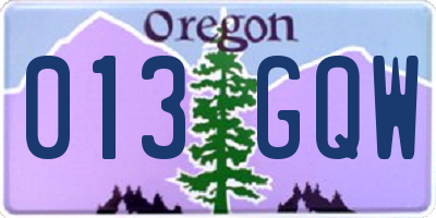 OR license plate 013GQW