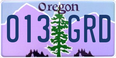 OR license plate 013GRD