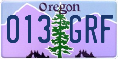 OR license plate 013GRF