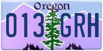 OR license plate 013GRH