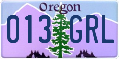 OR license plate 013GRL