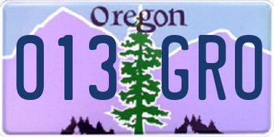 OR license plate 013GRO
