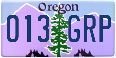 OR license plate 013GRP