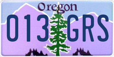 OR license plate 013GRS