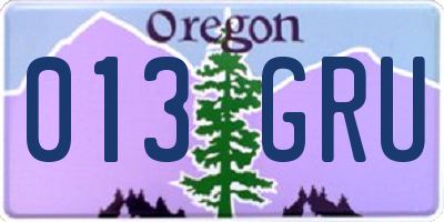 OR license plate 013GRU
