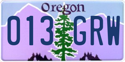 OR license plate 013GRW