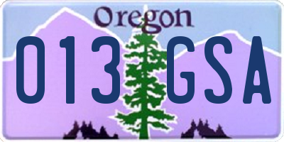 OR license plate 013GSA