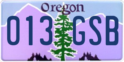 OR license plate 013GSB