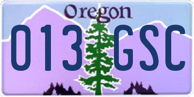 OR license plate 013GSC