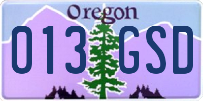 OR license plate 013GSD