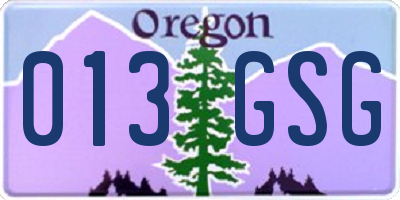 OR license plate 013GSG