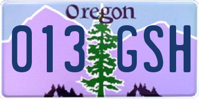 OR license plate 013GSH