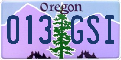 OR license plate 013GSI