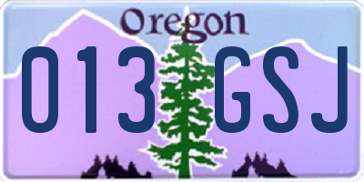 OR license plate 013GSJ