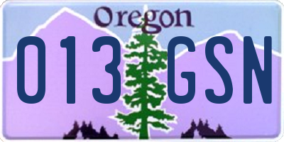 OR license plate 013GSN
