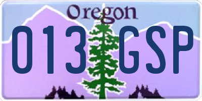 OR license plate 013GSP