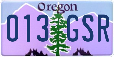 OR license plate 013GSR