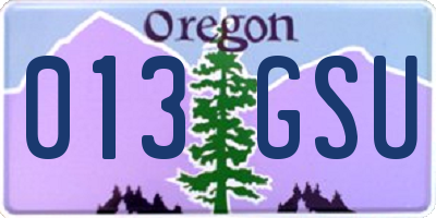 OR license plate 013GSU