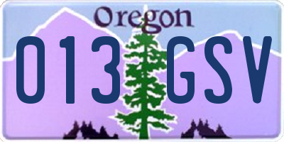 OR license plate 013GSV