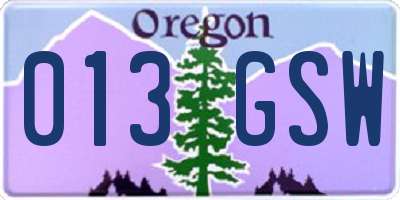 OR license plate 013GSW