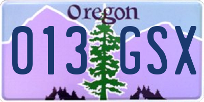 OR license plate 013GSX