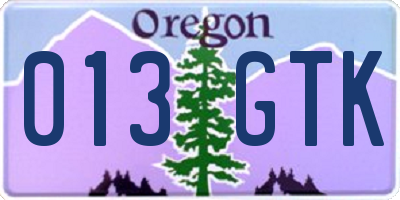 OR license plate 013GTK