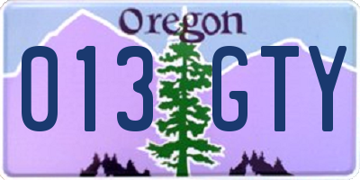 OR license plate 013GTY