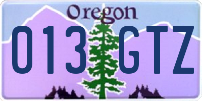 OR license plate 013GTZ